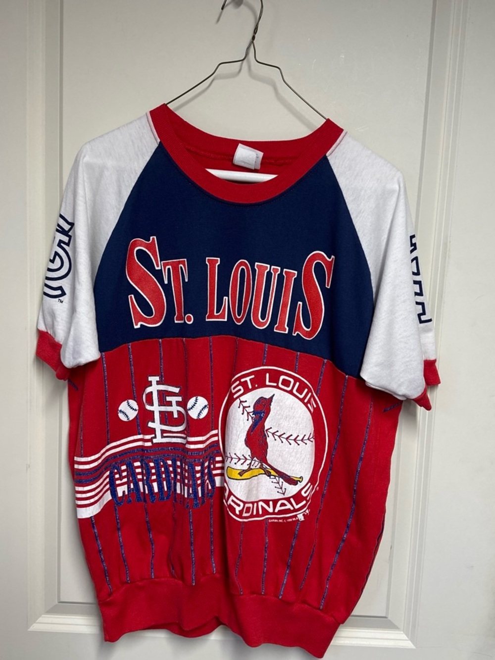 Vintage St. Louis Cardinals Raglan Short Sleeve Tee - Red, Navy & White size L